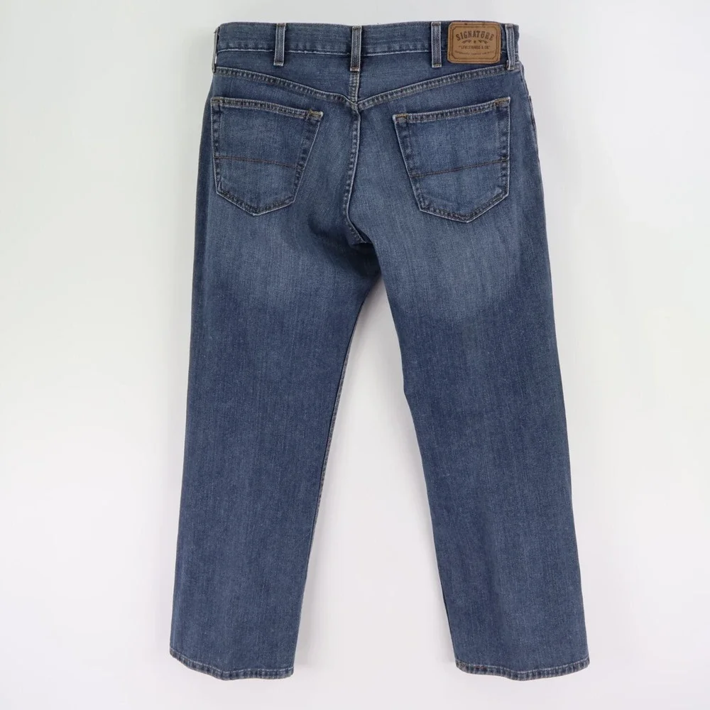 Signature Levi Strauss & Co. Jeans Straight Leg Mens Size 38x30 Blue 100% Cotton